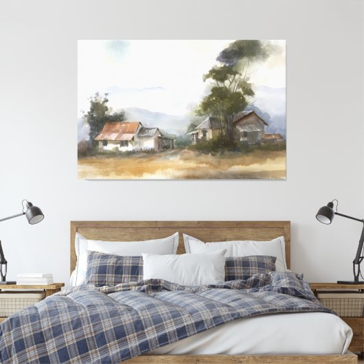 Waterccolor Landschap 1 Canvas Afdruk (Insitu (Slaapkamer))