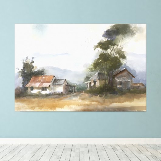 Waterccolor Landschap 1 Canvas Afdruk (Insitu (Houten vloer))