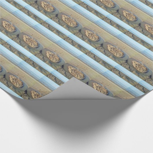 Watercirkel in zand op strand, zomertijd cadeaupapier (Hoek)