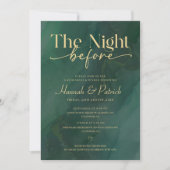 Watercolo Groen Bruiloft repetitie diner Kaart (Voorkant)