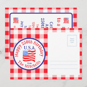 Watercolor 250 Verjaardag Amerikaanse Vlag Rode Ru Kaart