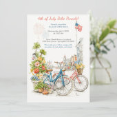 Watercolor 4th of July Bike Parade Invitation  (Debout devant)