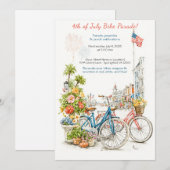 Watercolor 4th of July Bike Parade Invitation  (Devant / Derrière)