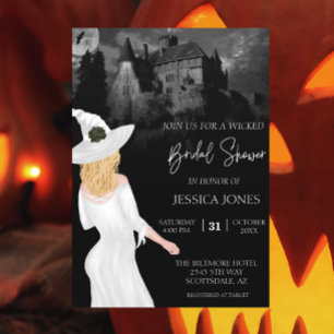 Watercolor Aangepaste Bruidsdouche Halloween Blond Kaart