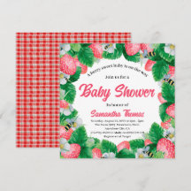 Watercolor Aardbei Baby Shower
