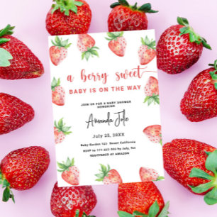 Watercolor Aardbei Baby Shower Kaart