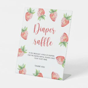 Watercolor Aardbei - luierspel Reclamebord Met Voetstuk
