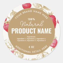 Watercolor Aardbei Product Ronde Label