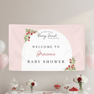Watercolor Aardbeien Whimsische Baby Shower Spandoek