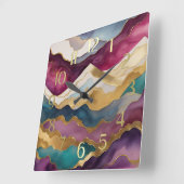 Watercolor Abstract Landscape Painting Gold Vierkante Klok (Hoek)