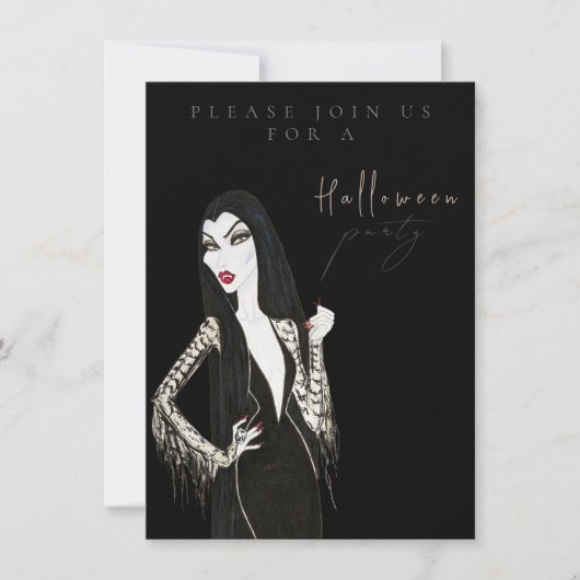 Watercolor Adult Halloween Party Invitation (Devant)