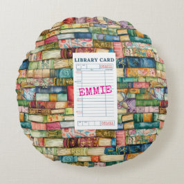 Watercolor Aesthetic Stacked Books Rond Kussen