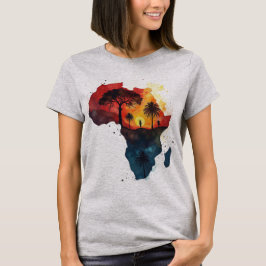 Watercolor Africa Sunset Silhouette Art Print T-shirt