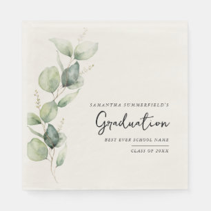 Watercolor Afstuderen 2026 Eucalyptus Papier Servet