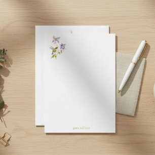 Watercolor Akelei met Kolibrie Gepersonaliseerd Briefpapier