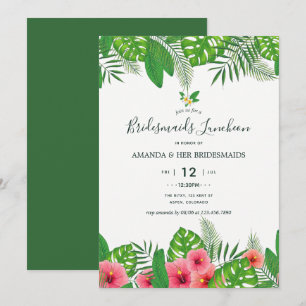 Watercolor Aloha Luau Trouw Bruidsmeisjes Luncheon Kaart