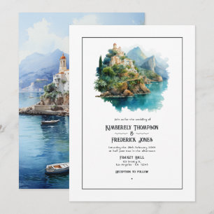 Watercolor Amalfi-kust Italië Destination Huwelijk Kaart