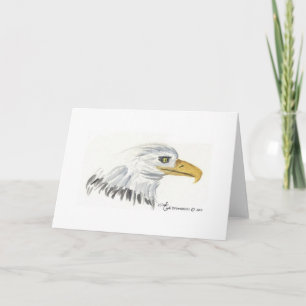 Watercolor American Eagle Head Note Card Kaart
