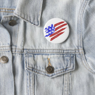 Watercolor Amerikaanse Vlag Onafhankelijkheidsdag Ronde Button 5,7 Cm