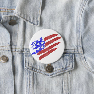 Watercolor Amerikaanse Vlag Onafhankelijkheidsdag Ronde Button 7,6 Cm