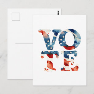 Watercolor Amerikaanse vlag stem kiezer stemrecht Briefkaart