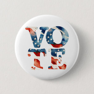 Watercolor Amerikaanse vlag stem kiezer stemrecht Ronde Button 5,7 Cm