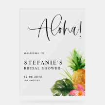 Watercolor Ananas Aloha Bruidsfeest Verwelkoming