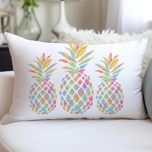 Watercolor Ananas Trio Tropische Regenboog Kussen