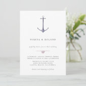 Watercolor Anchor Nautical Wedding Invitation (Debout devant)