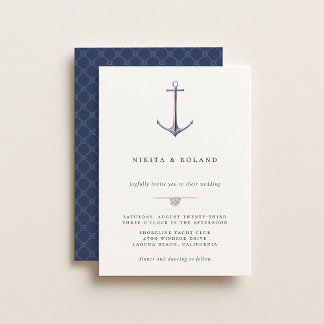 Watercolor Anchor Nautical Wedding Invitation Aankondiging