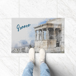 Watercolor Ancient Sites ruins in Athens, Greece Deurmat