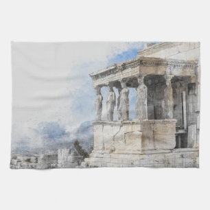 Watercolor Ancient Sites ruins in Athens, Greece Theedoek