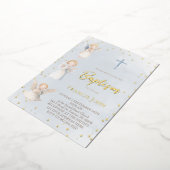 watercolor angels Baptism Foil Invitation Folie Uitnodiging (Gedraaid)