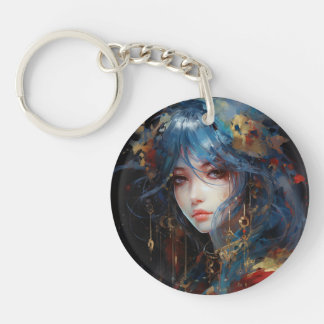 Watercolor Anime Prinses Sleutelhanger