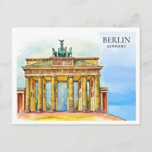 Watercolor ansichtkaart Berlijn Duitsland   Reis s Feestdagenkaart