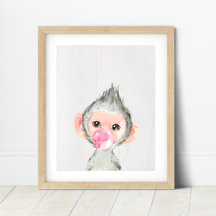 Watercolor Apen Safari Bubbel Nursery Kunstprint Poster