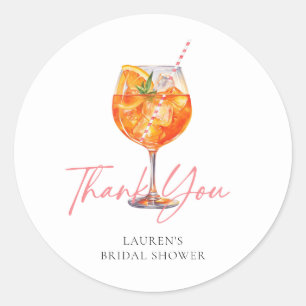 Watercolor Aperol Spritz Bruidsfeest Dank Je Wel Ronde Sticker