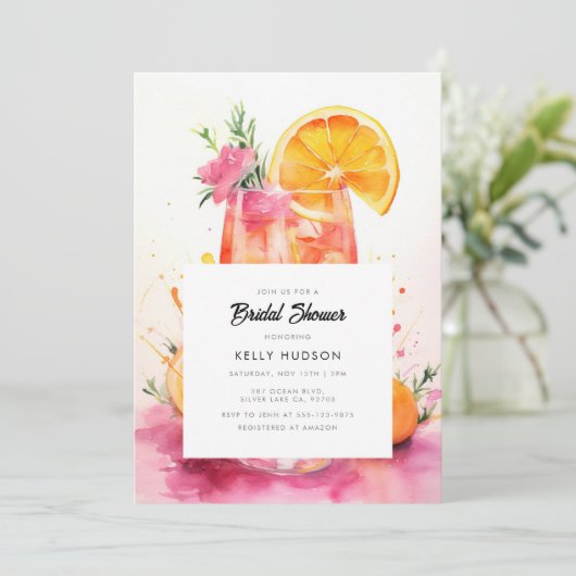 Watercolor Aperol Spritz Invitation de la douche n (Debout devant)