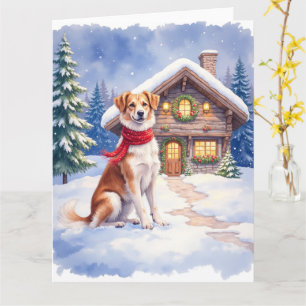 Watercolor Appenzeller Sennenhund Alpen Chalet Kaart
