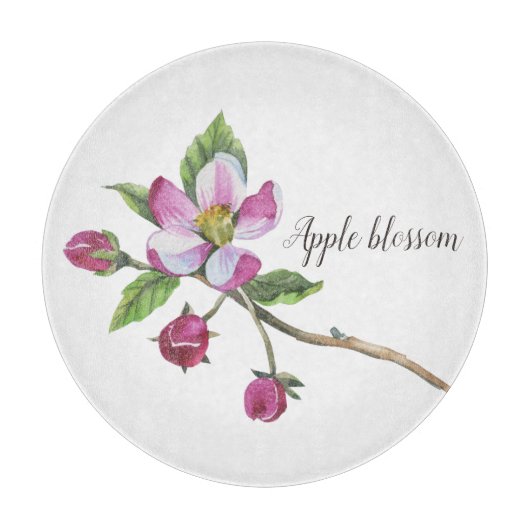 Watercolor Apple Blossom Botanical Snijplank (Voorkant)