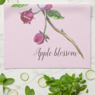 Watercolor Apple Blossom Botanical Theedoek