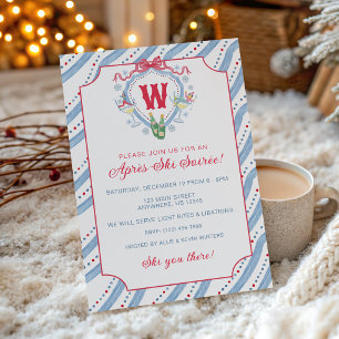Watercolor Apres-Ski Monogram Wapen Feest Kaart