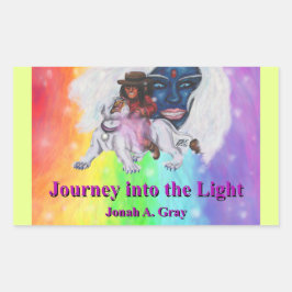 Watercolor Art Boy Riding white Lioness Woman Love Rechthoekige Sticker