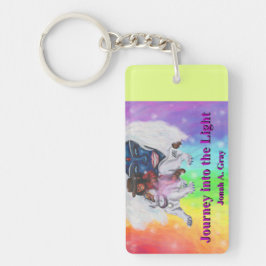 Watercolor Art Boy Riding white Lioness Woman Love Sleutelhanger