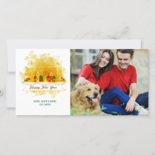 Watercolor Art Village de Noël Carte photo