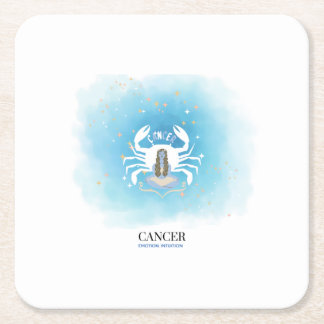 Watercolor Astrologie - Kanker Papieren Onderzette Vierkante Kartonnen Onderzetter