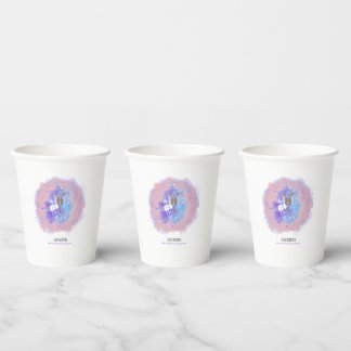 Watercolor Astrologie - Tweelingen Papieren Bekers