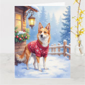 Watercolor Australian Cattle Dog Rustic Garland Kaart (Gele Bloem)