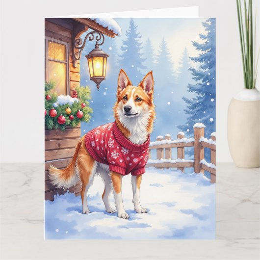 Watercolor Australian Cattle Dog Rustic Garland Kaart (Voorkant)