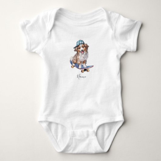 Watercolor Australian Shepherd Baby Babyhemdje Romper (Voorkant)